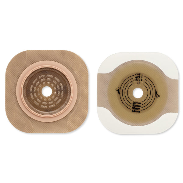 Ostomy Barrier New Image Flat CeraPlus Precut, Extended Wear Adhesive Tape Borders 1 3/4 Inch Flange Green Code 1 Inch Opening