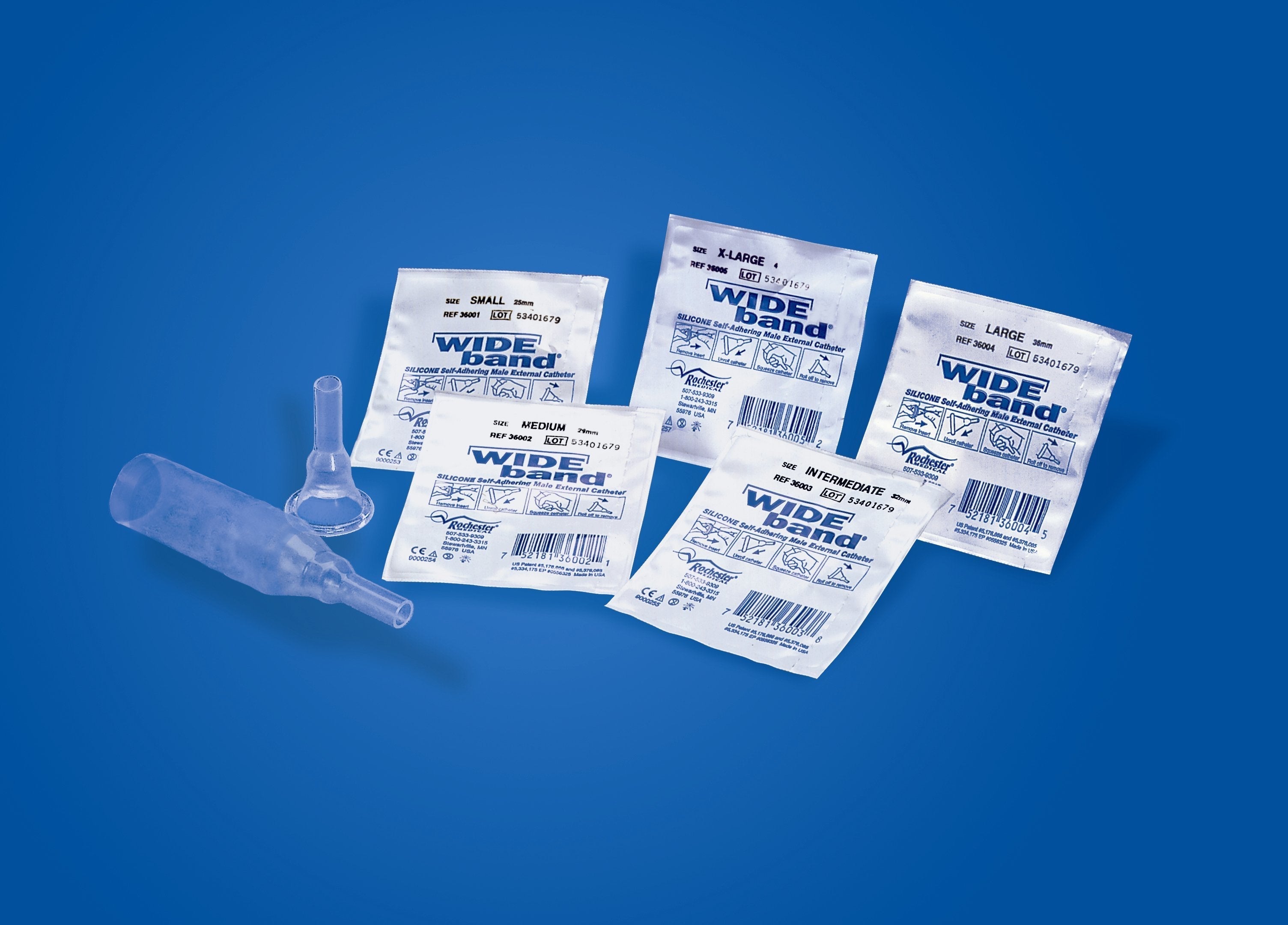 Male External Catheter Wide Band Self Adhesive Band Silicone Small