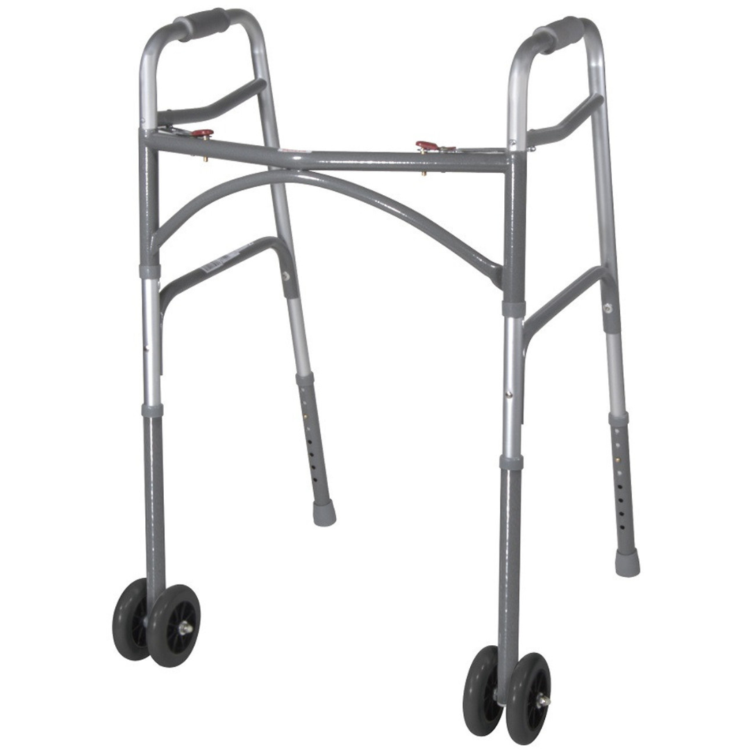 bariatric adult folding walker w wheels double button
