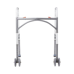 bariatric dual release folding walker with wheels adjustable height mckesson steel frame