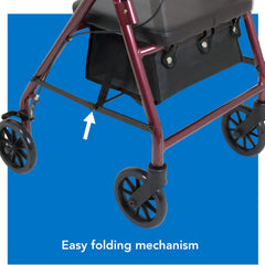 bariatric rollator w 8 wheels burgundy