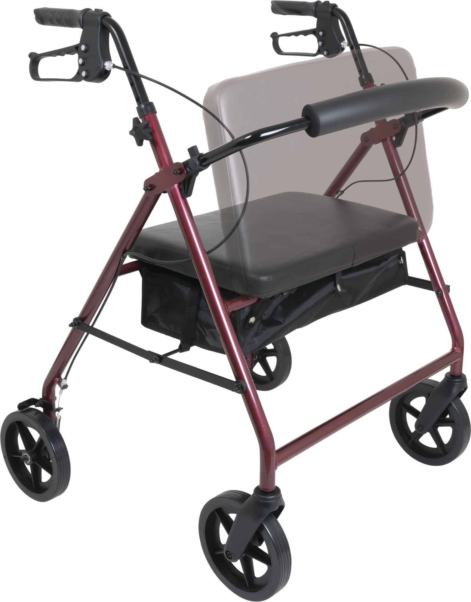 bariatric rollator w 8 wheels burgundy