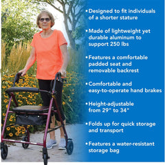 bariatric rollator w 8 wheels burgundy