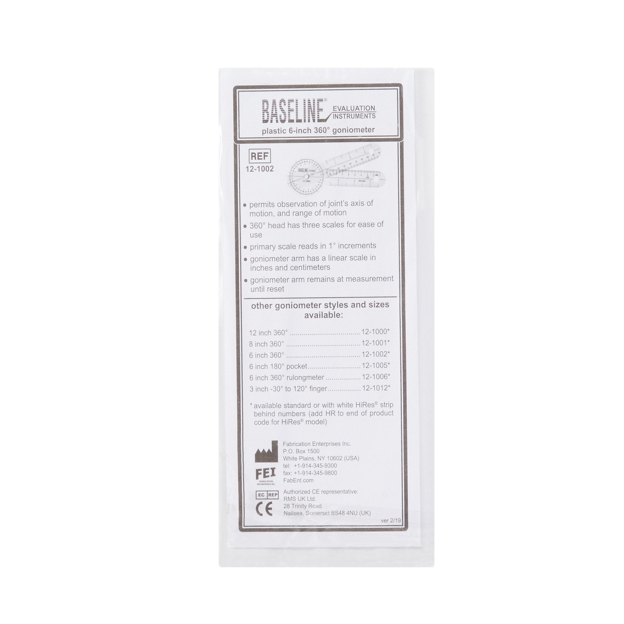 baseline 360 head plastic goniometer 6 inch arms baseline goniometer mk304794ea