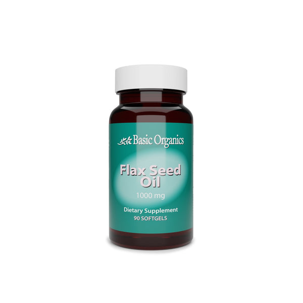 Dietary Supplement Basic Organics Flaxseed Oil 1,000 mg Strength Softgel 90 per Bottle