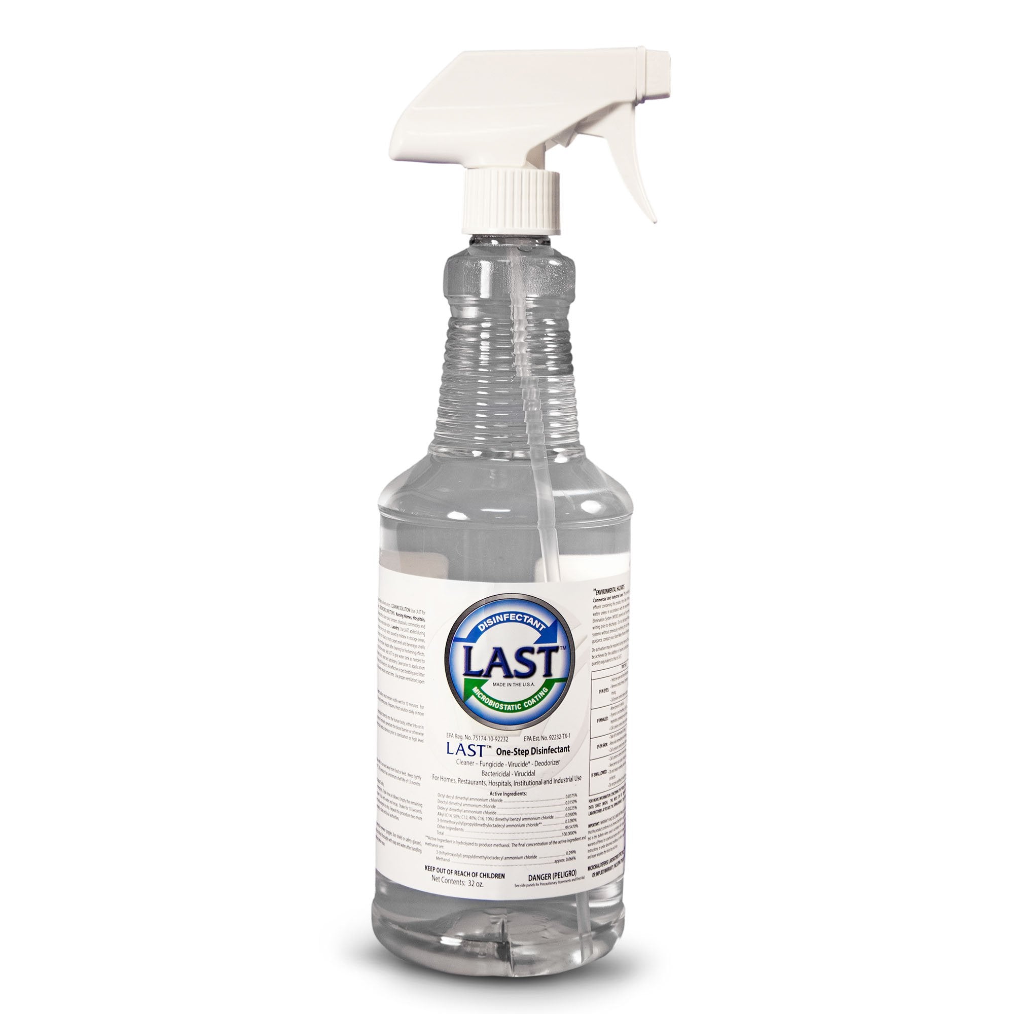 Last Microbiostatic Surface Disinfectant Cleaner Bactericidal Trigger Spray Liquid 32 oz. Bottle Scented NonSterile