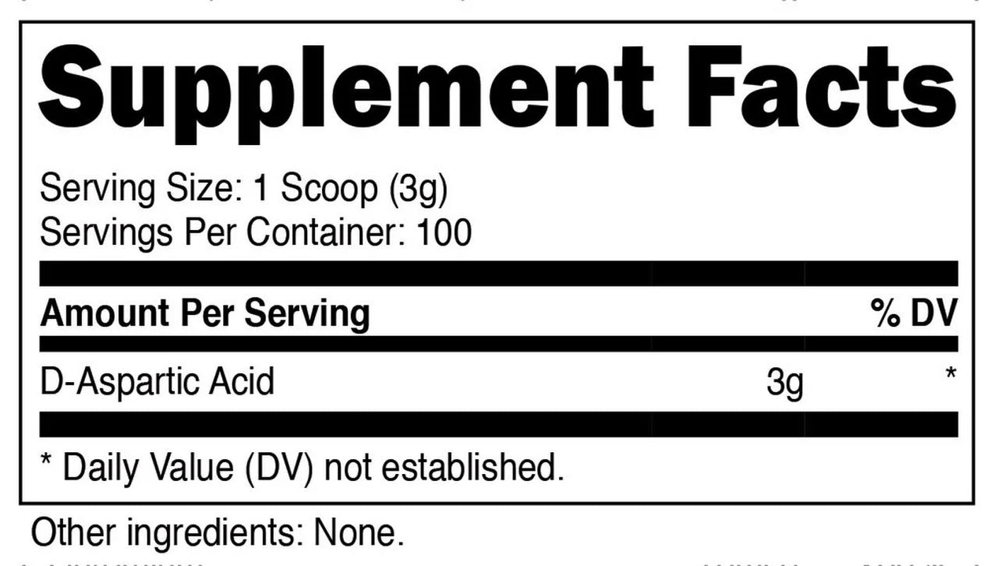 D-Aspartic Acid (DAA) Powder 300 Grams - Health Supplement