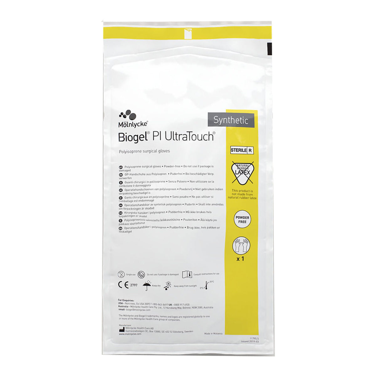 Surgical Glove Biogel PI UltraTouch Size 7.5 Sterile Polyisoprene Standard Cuff Length Micro-Textured Opaque Beige Chemo Tested Case