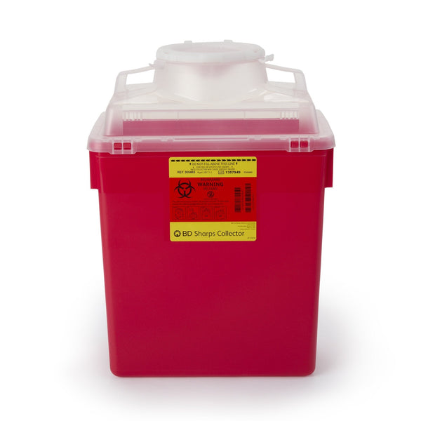 Sharps Container BD Red Base 17 1/2 X 12 4/5 X 8 4/5 Inch Vertical Entry 6 Gallon