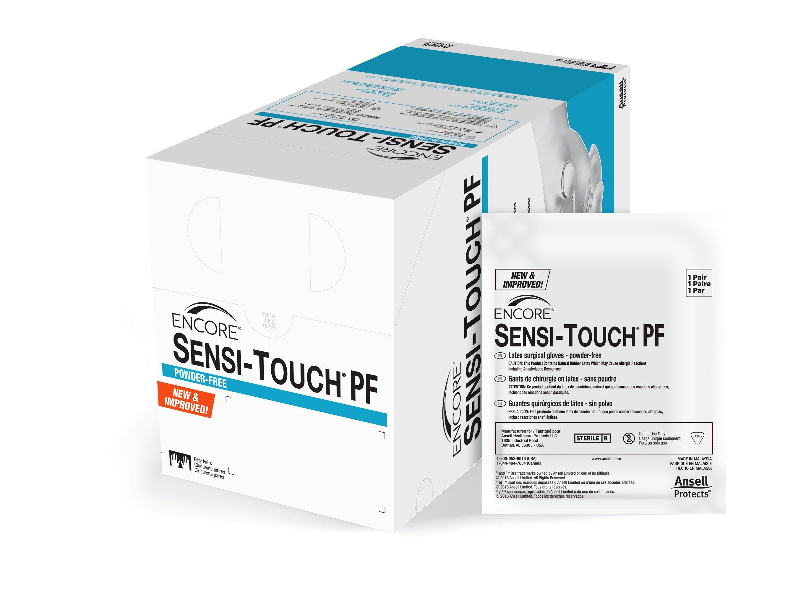 Surgical Glove ENCORE Sensi-Touch PF Size 6.5 Sterile Latex Standard Cuff Length Micro-Textured Natural Chemo Tested, Packaging Type- Box