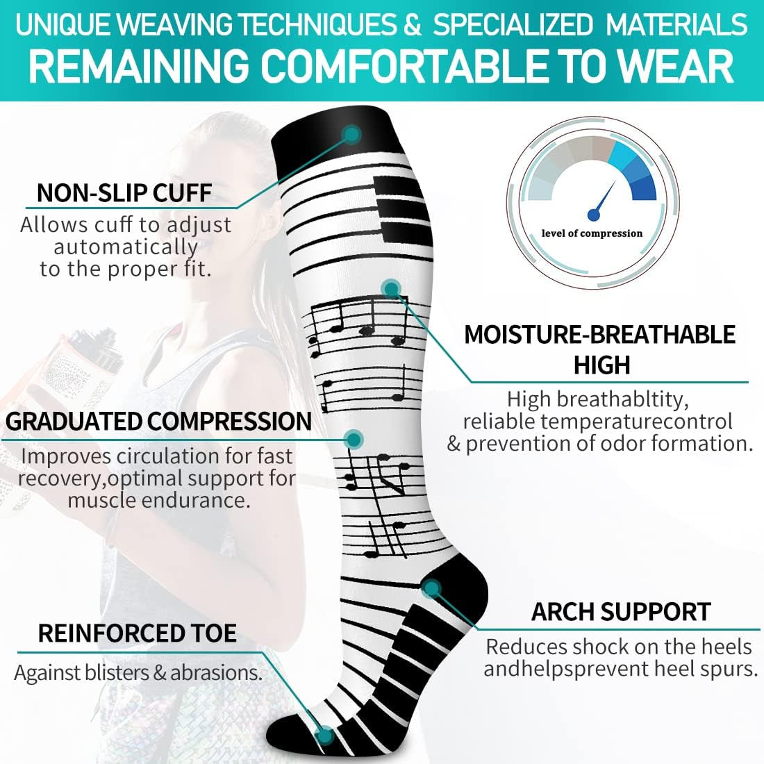 Copper Compression Socks for Women and Men(6 Pairs) Best Support for Running, Athletic, Travel