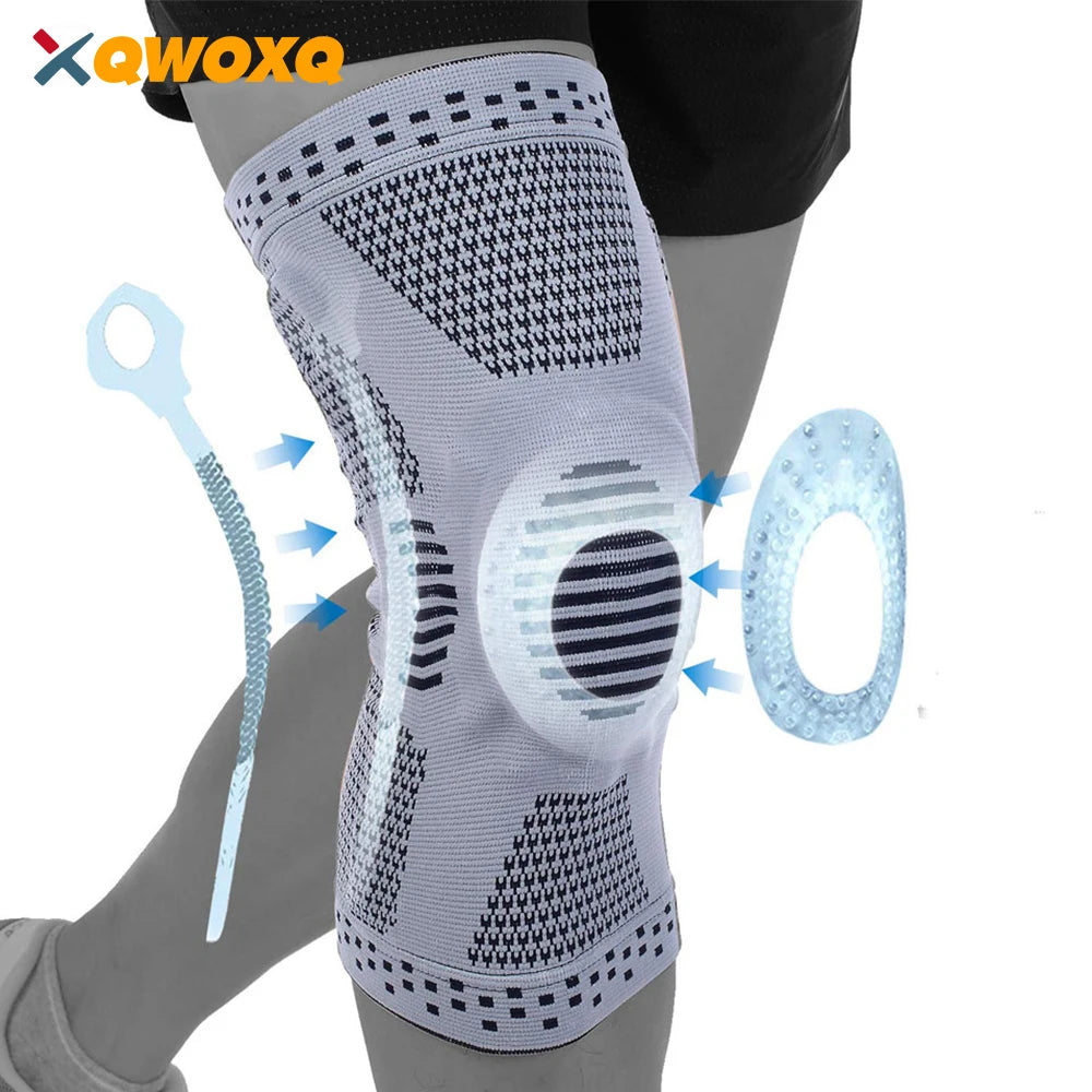 1 Piece Knee Brace Strap Patella Medial Support Strong Meniscus Silicone Compression Protection Sport Knee Pads Running Basket