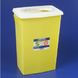 Chemotherapy Waste Container SharpSafety Yellow Base 26 H X 12-3/4 D X 18-1/4 W Inch Vertical Entry 18 Gallon
