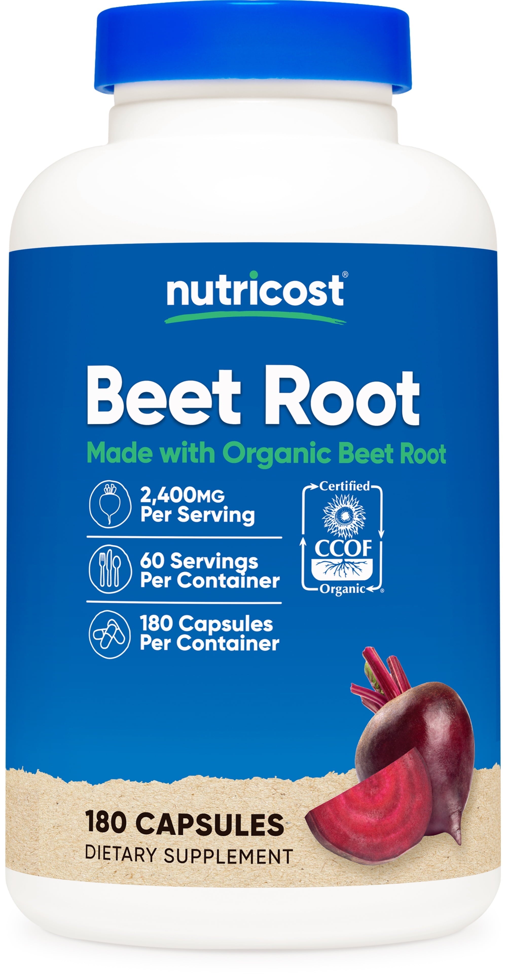 Beet Root 2400Mg, 180 Capsules   Supplement Made with Organic Beet Root, 60 Servings