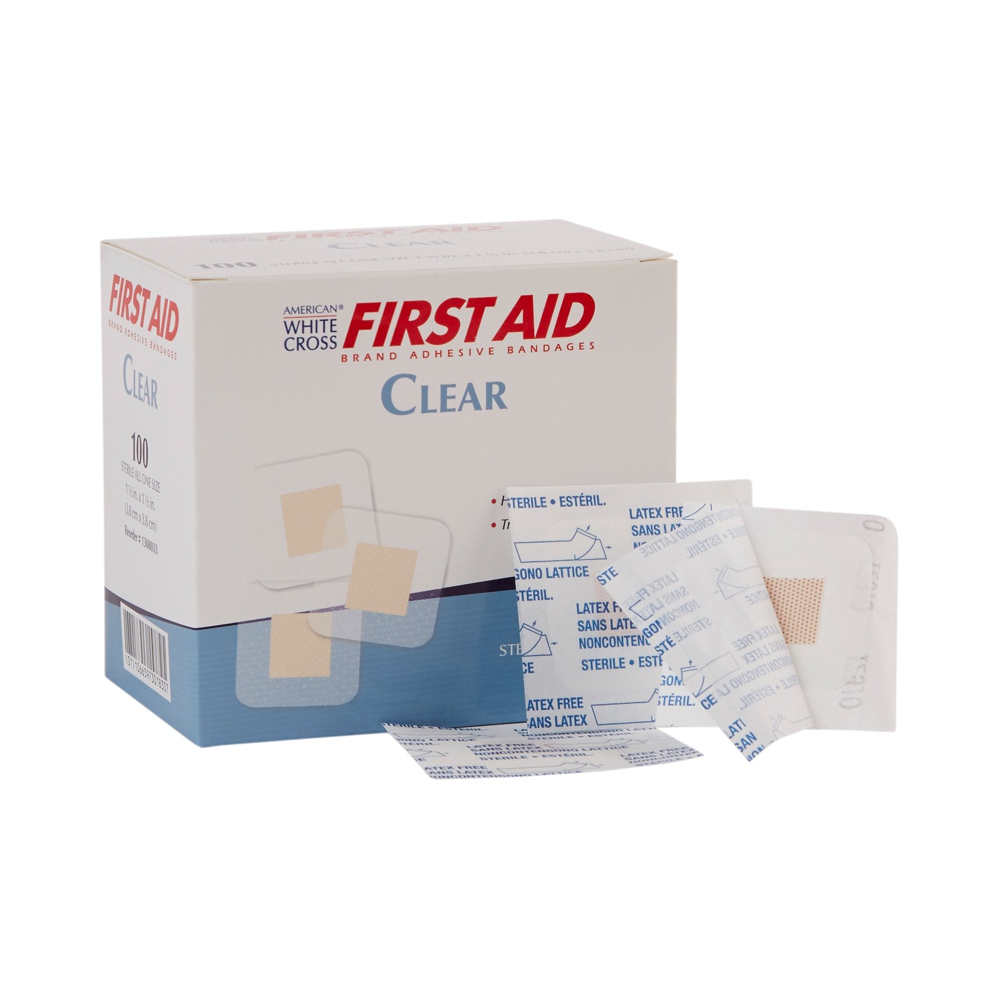 Adhesive Spot Bandage American White Cross 1-1/2 X 1-1/2 Inch Plastic Square Sheer Sterile, Packaging Type- Box