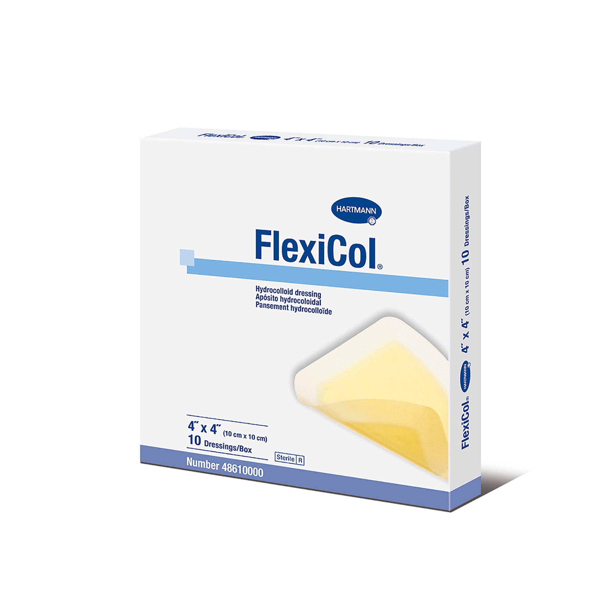 Hydrocolloid Dressing FlexiCol Without Backing 4 X 4 Inch Square Hydrocolloid