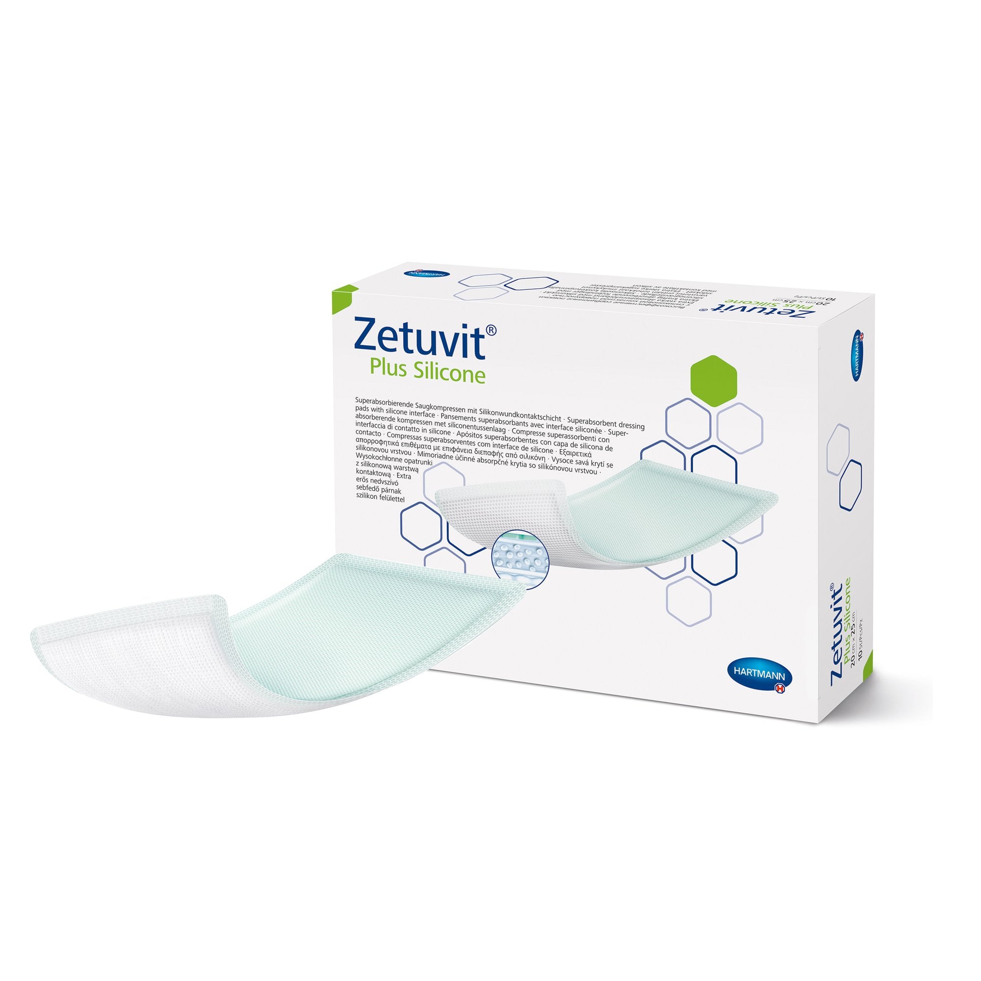 Super Absorbent Dressing Zetuvit® Plus Silicone Non-Bordered Nonadhesive 8 X 10 Inch Rectangle