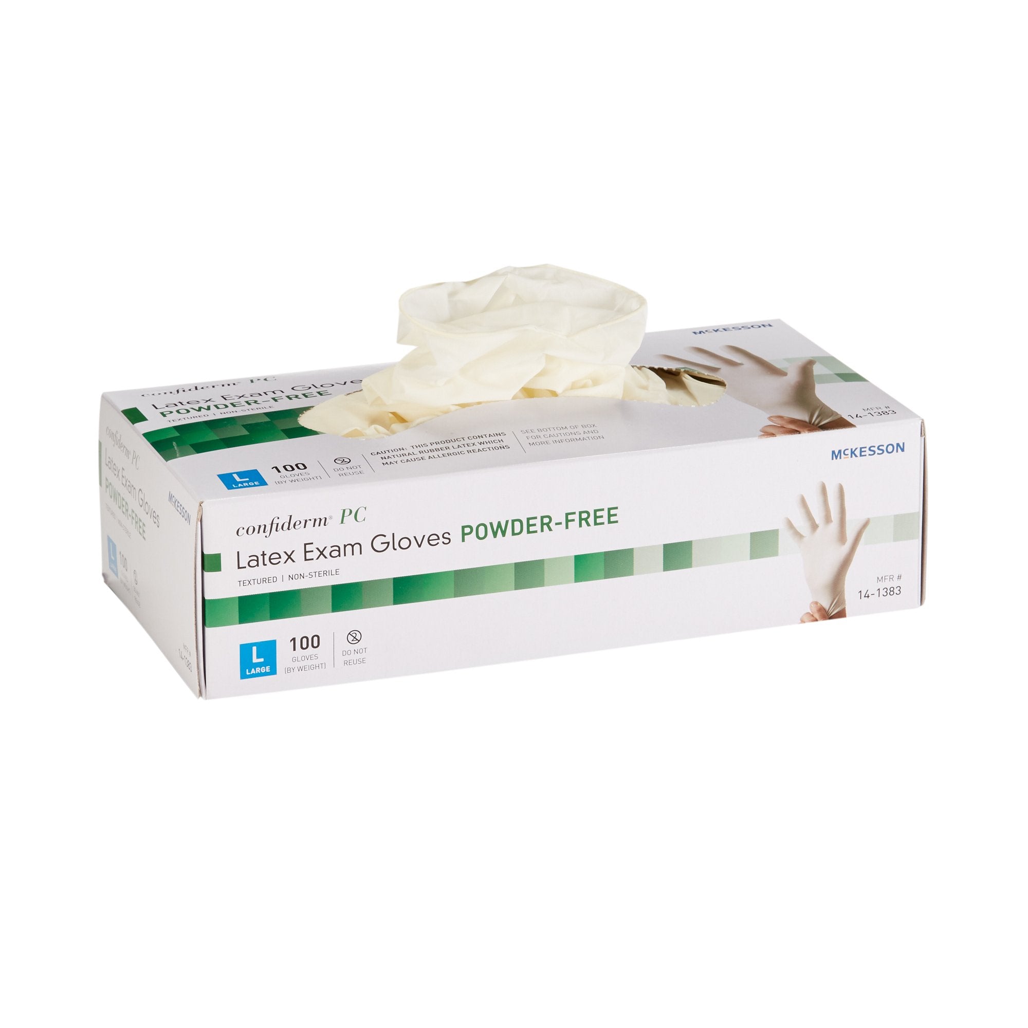 Exam Glove McKesson Confiderm Large NonSterile Latex Standard Cuff Length Fully Textured Ivory Not Rated, Packaging Type- Case