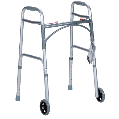 Dynarex Two Button Folding Walker  Wheels