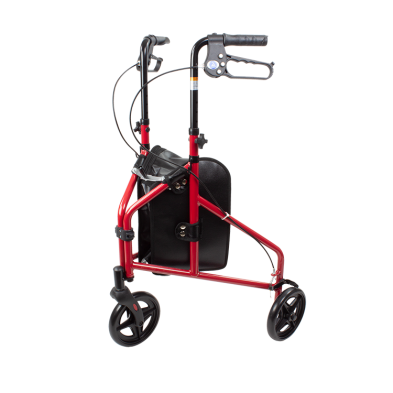 Dynarex 10200 DynaGo Zoom 3 Wheel Rollator - Aluminum ,Weight Capacity 250lbs Rollator, Removable Storage Pouch