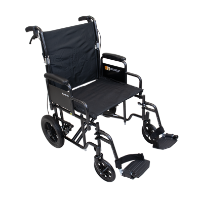 bariatric transport wheelchair 22x16 front view with reinforced frame