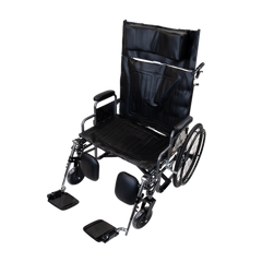 Bariatric reclining wheelchair with elevating leg rests front view