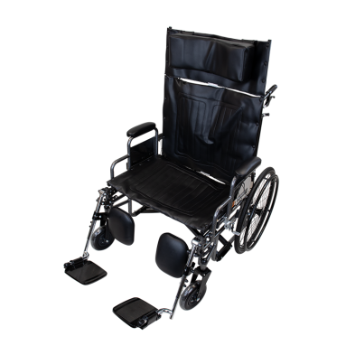 Bariatric reclining wheelchair with elevating leg rests front view