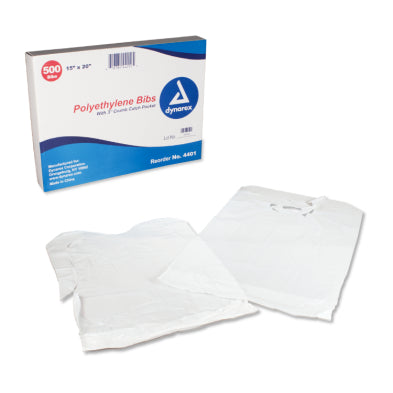 Bib Dynarex Tie Closure Disposable Poly / Tissue, Packaging Type- Case