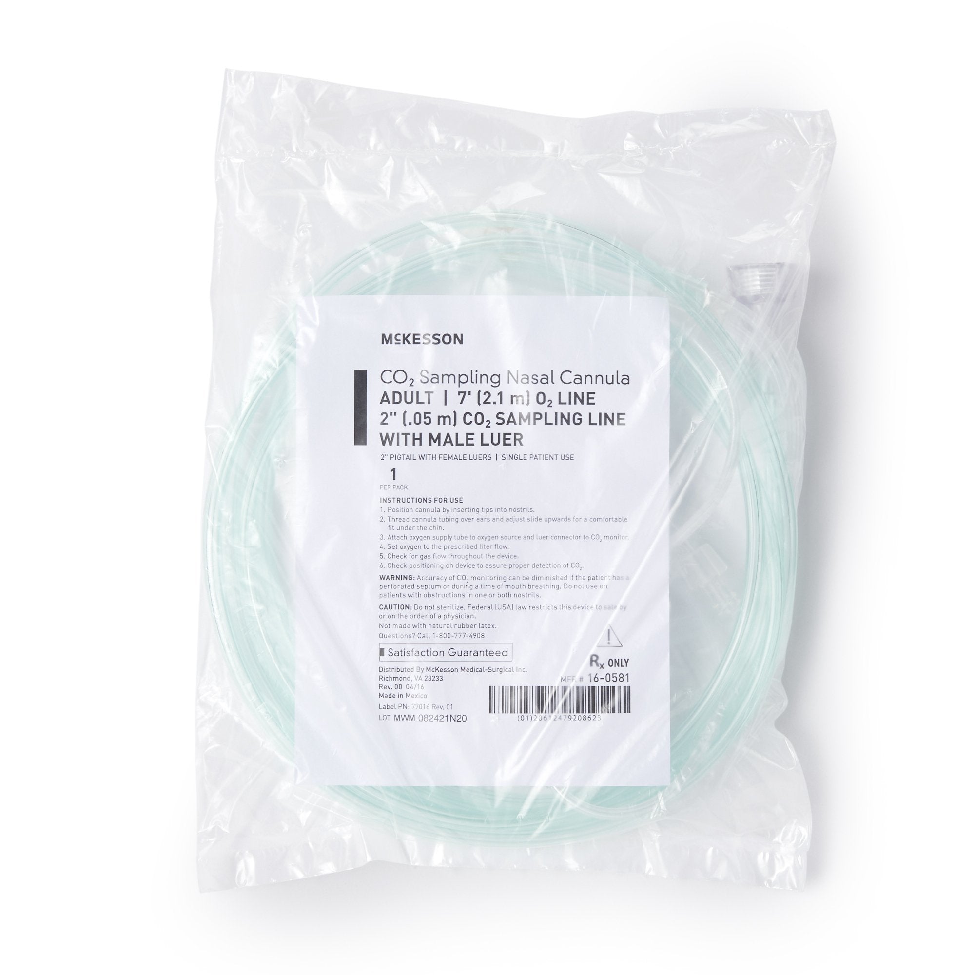 ETCO2-Nasal-Sampling-Cannula-with-O2-Delivery-McKesson-Adult-Curved-Prong-/-NonFlared-Tip-7-Foot-O2-/-2-Inch-CO2-Line