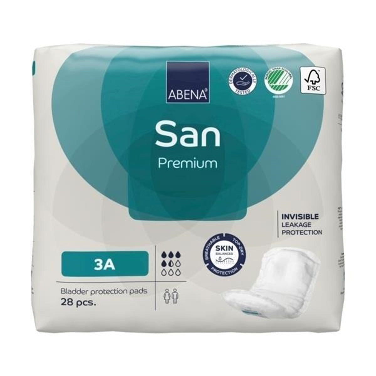 bladder control pad abena san premium 4 3 x 12 9 inch moderate absorbency fluff polymer core size 3a packaging type case