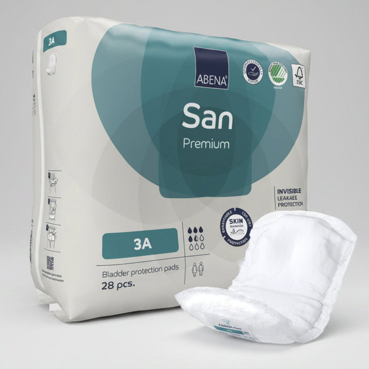 Bladder Control Pad Abena San Premium 4.3 X 12.9 Inch Moderate Absorbency Fluff / Polymer Core Size 3A