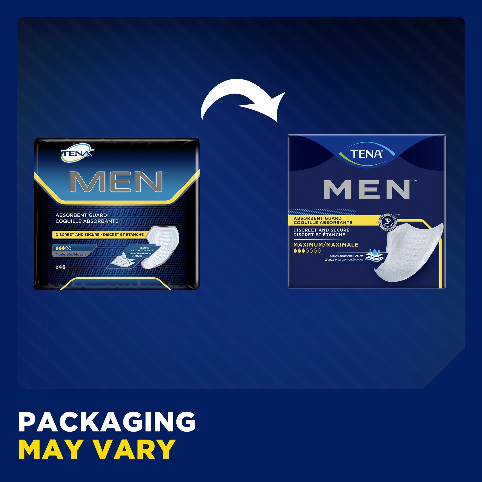 bladder control pad tena men maximum 8 inch length heavy absorbency dry fast core one size fits most packaging type case