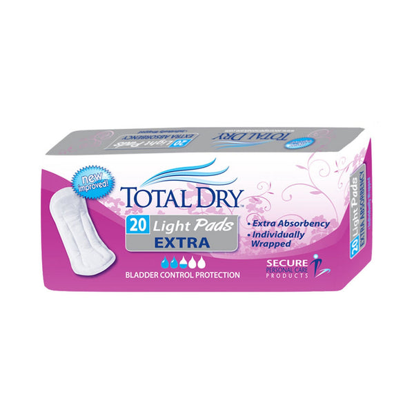 Bladder Control Pad TotalDry 11 Inch Length Light Absorbency Polymer Core Regular