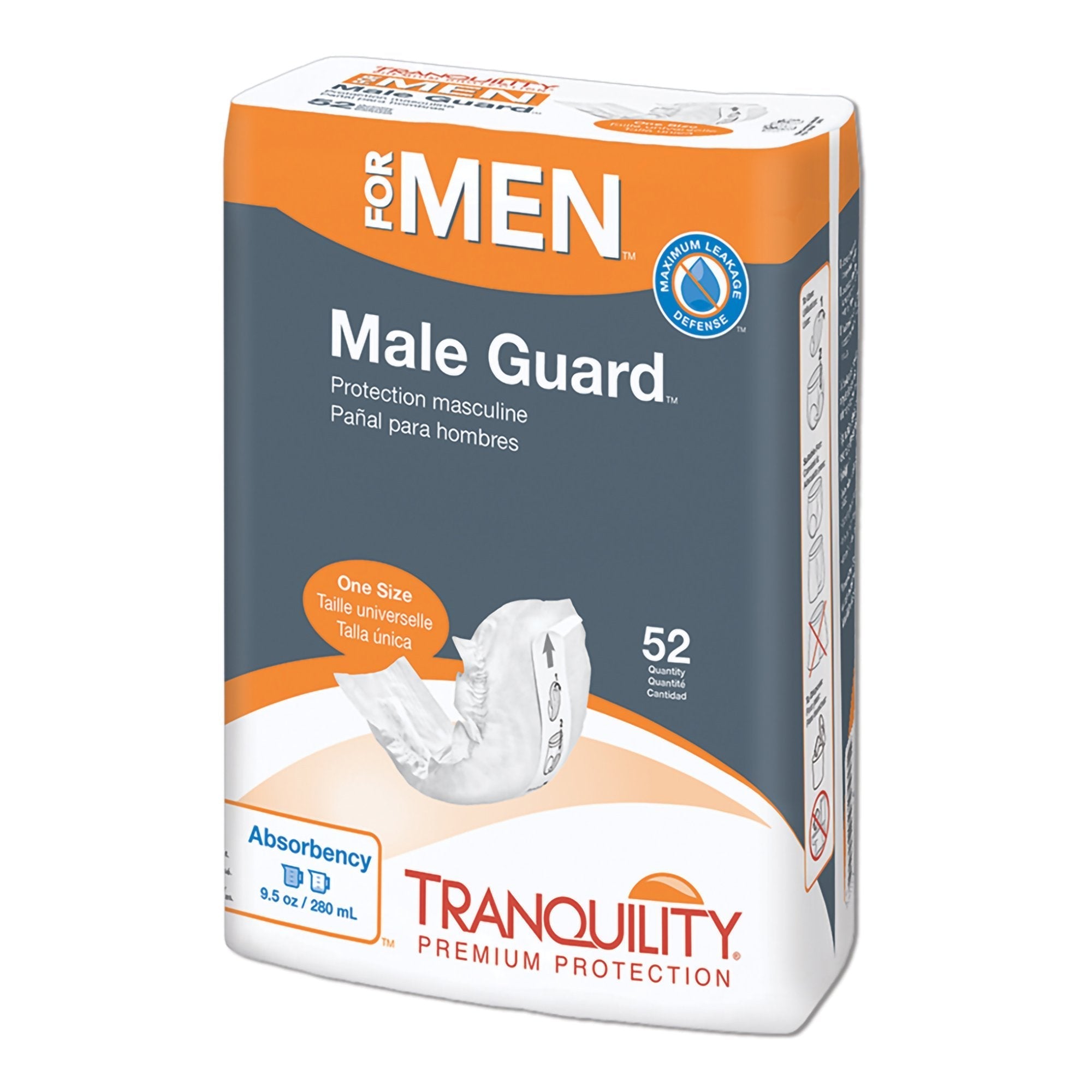 Bladder Control Pad Tranquility Male Guard 5 1/4 X 12 1/4 Inch Length Heavy Absorbency Super Absorbent Core One Size Fits Most