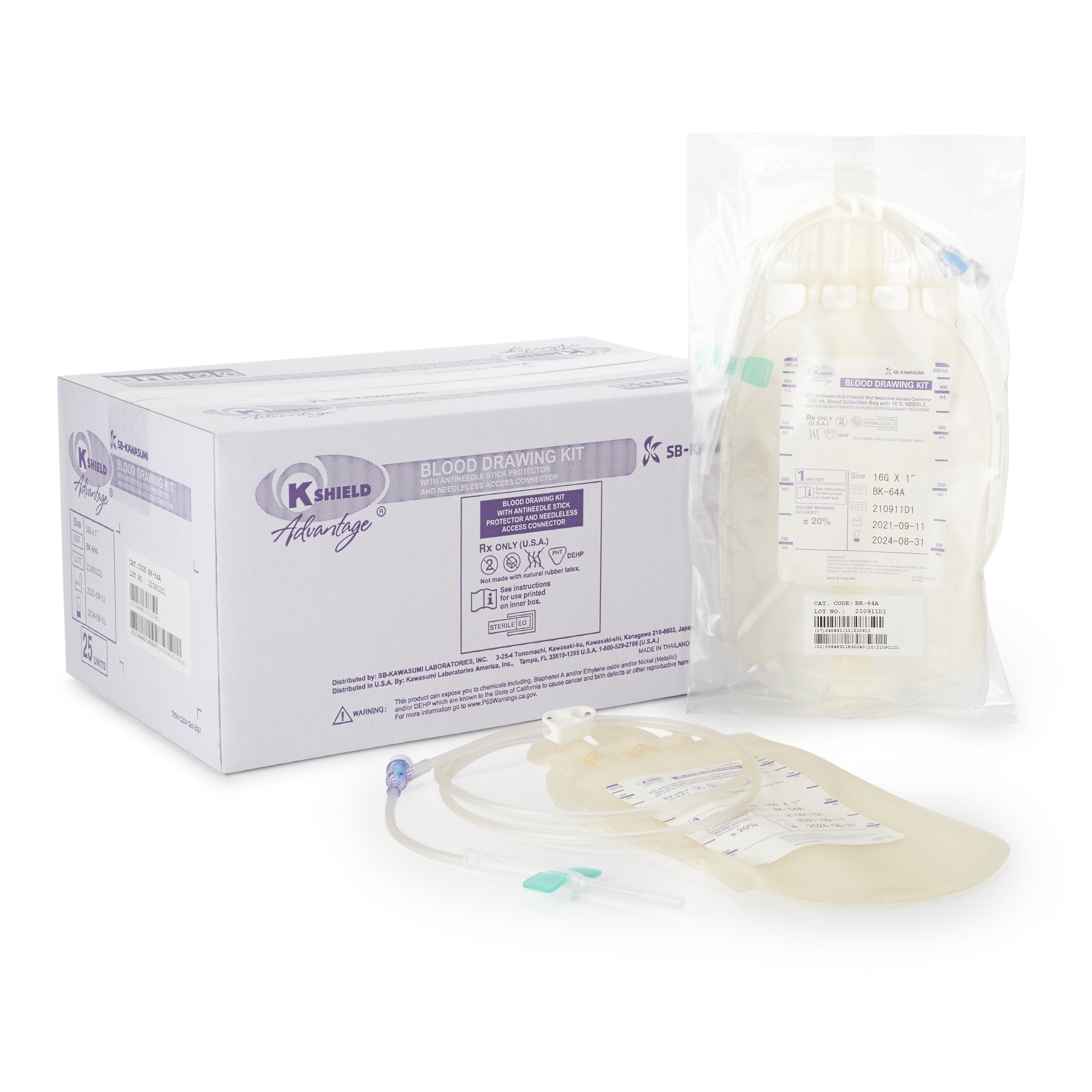 Blood Draw Kit K Shield Advantage 600 mL Blood Collection Bag