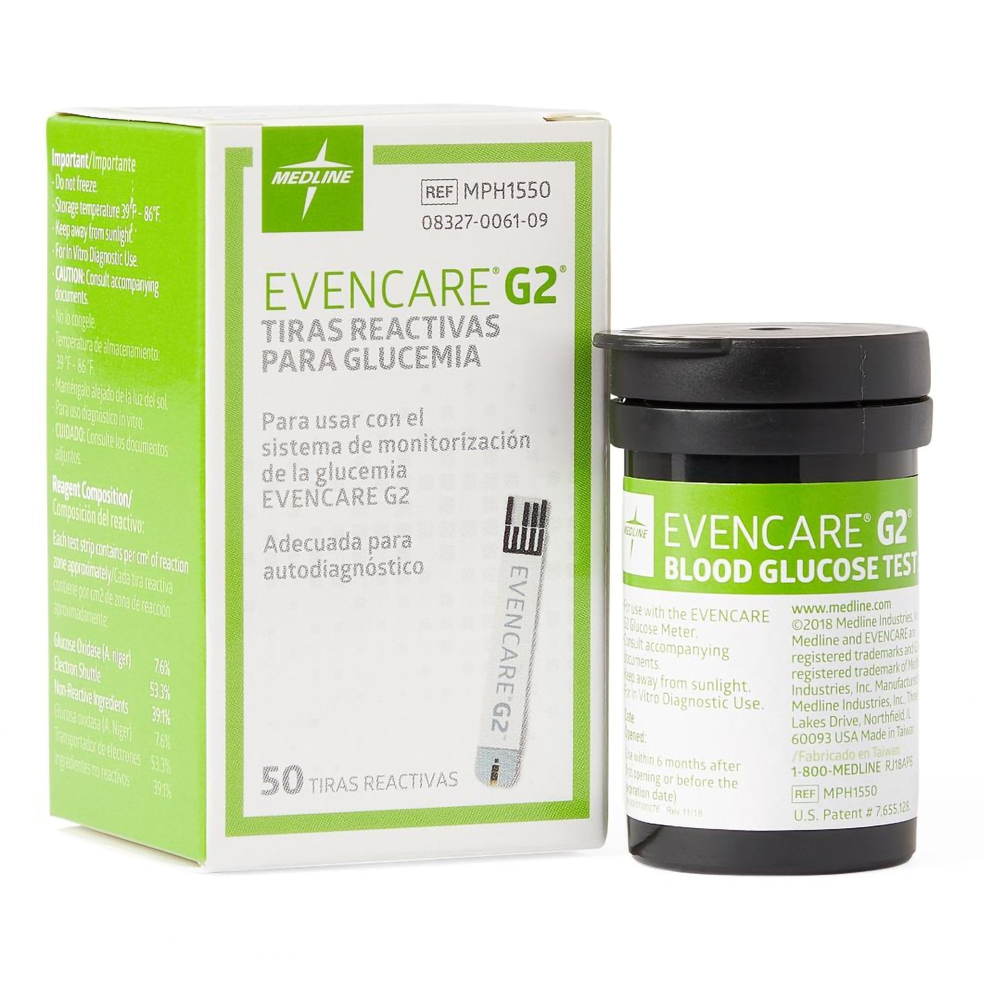 Blood Glucose Test Strips EvenCare G2 50 Strips per Pack