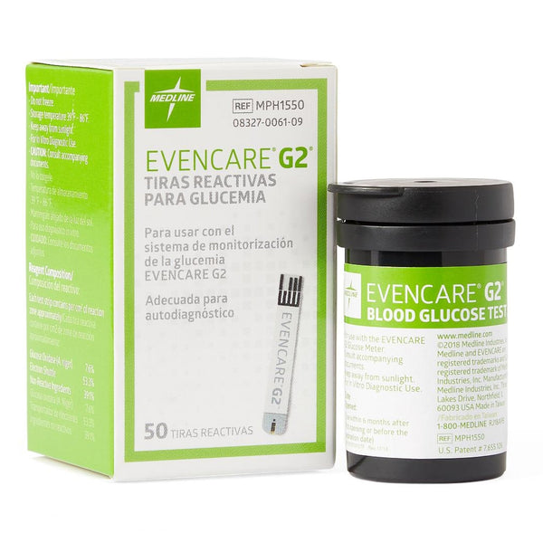 Blood Glucose Test Strips EvenCare G2 50 Strips per Pack