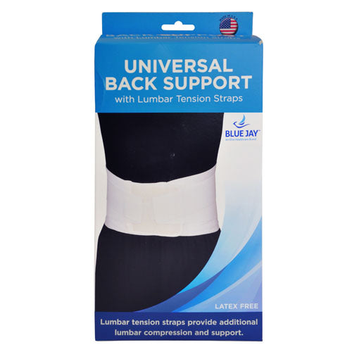Blue Jay Univ Back Support W/lumbar Tension Straps white   All Care Store