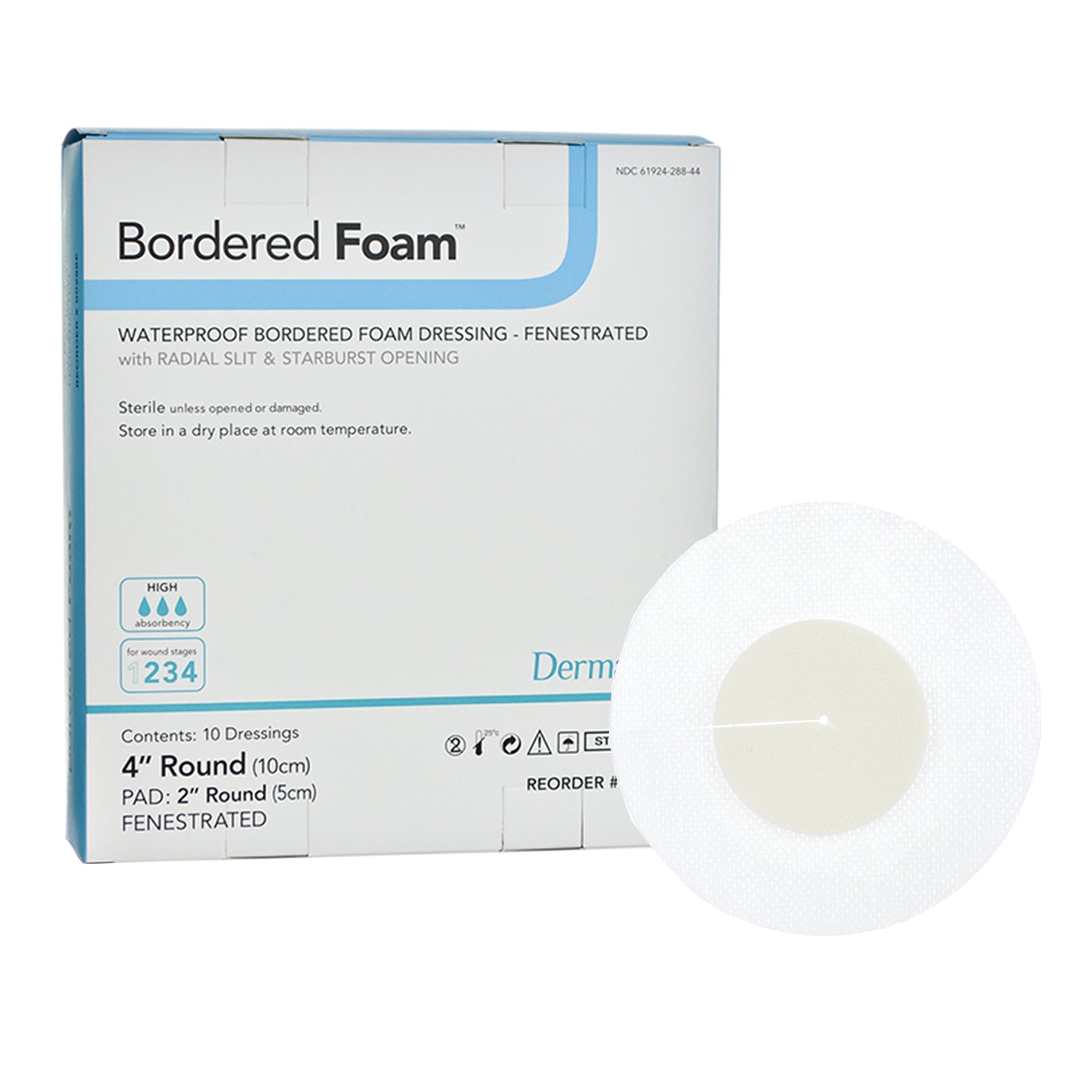 Foam Dressing BorderedFoam® 4 Inch Diameter With Border Waterproof Backing Nonacrylic Adhesive Fenestrated Round Sterile