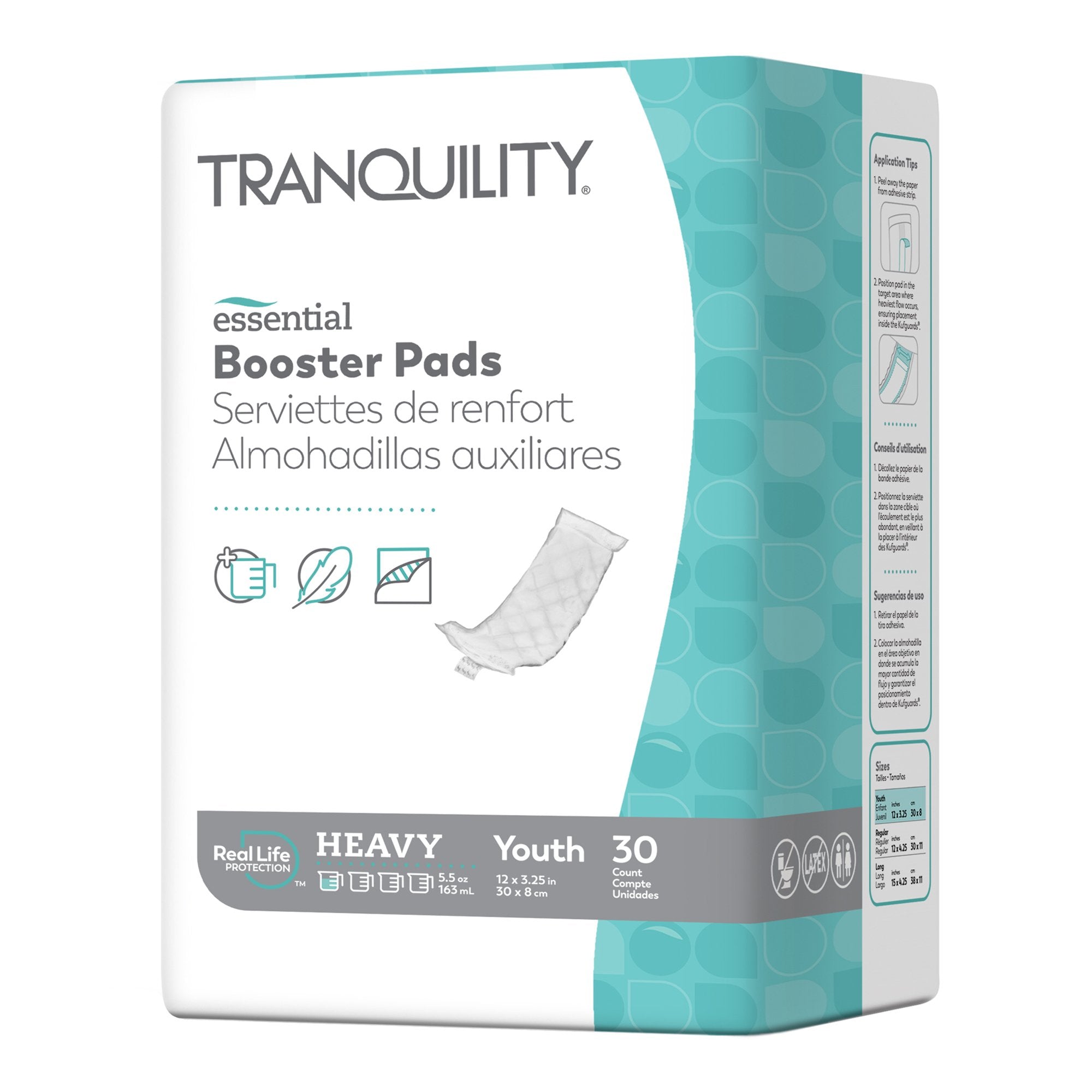 Booster Pad Tranquility Essential 3-1/2 X 12 Inch Heavy Absorbency Super Absorbent Core One Size Fits Most, Packaging Type- Case