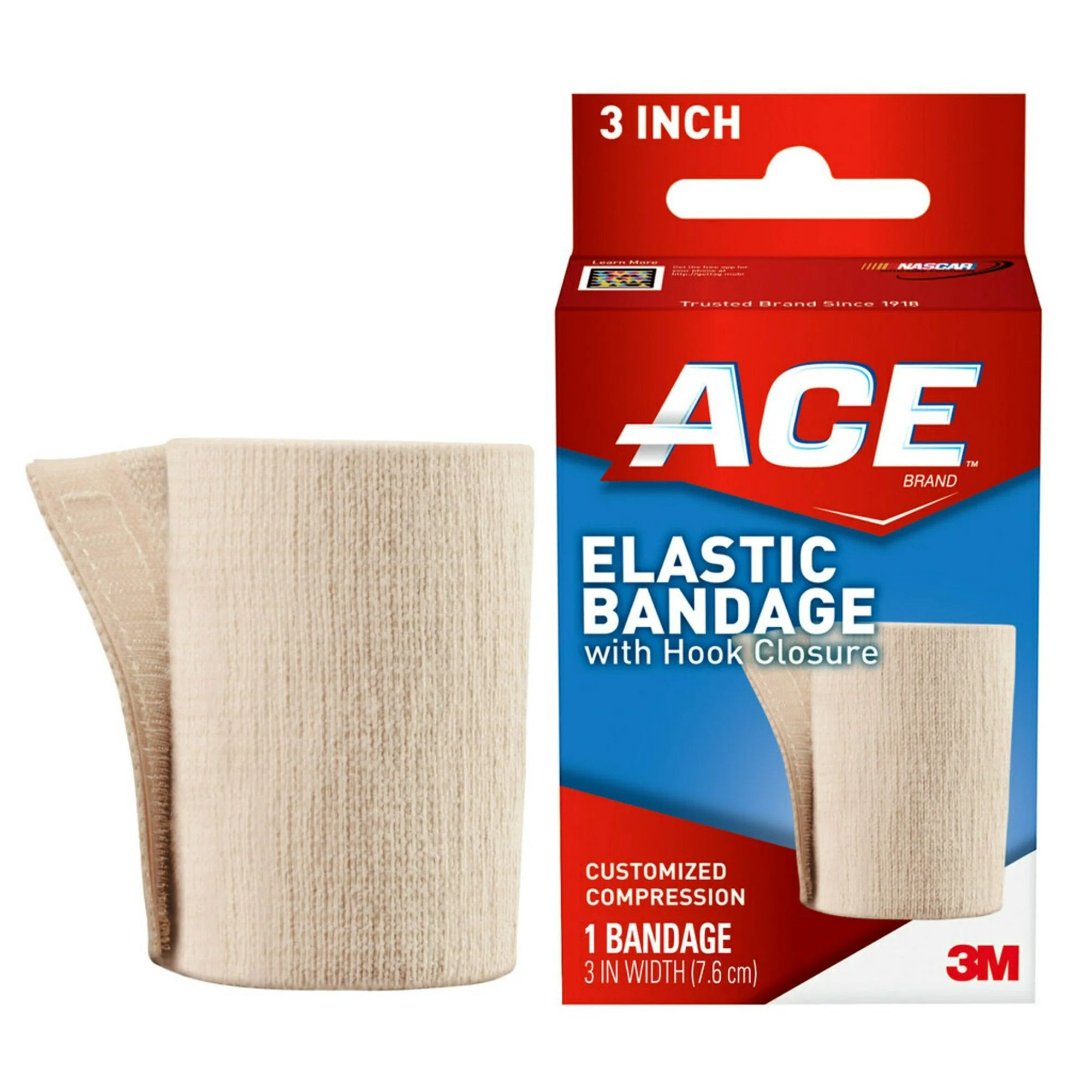 Elastic Bandage 3M ACE 3 Inch Width Single Hook and Loop Closure Tan NonSterile Standard Compression, Packaging Type- Case