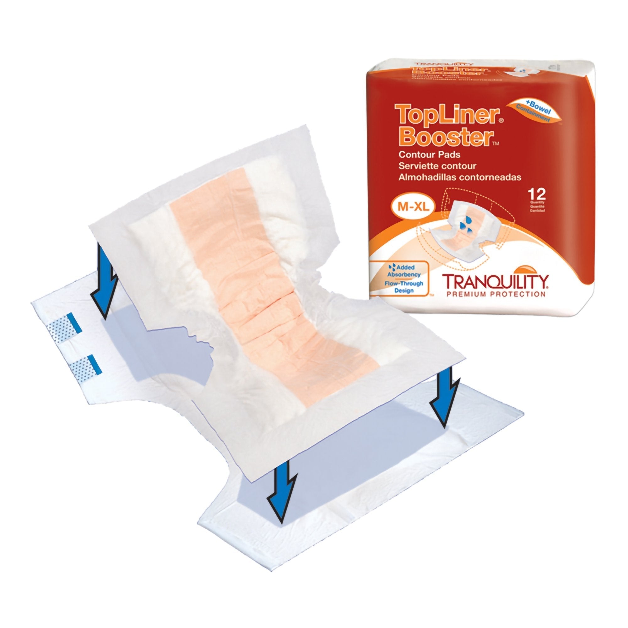 booster pad tranquility top liner contour 13 1 2 x 21 1 2 inch heavy absorbency super absorbent core one size fits most packaging type case