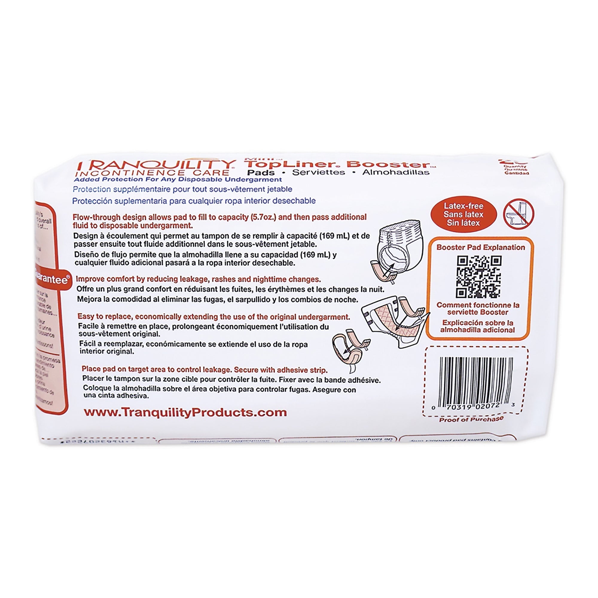 booster pad tranquility topliner 2 3 4 x 10 1 2 inch heavy absorbency super absorbent core mini packaging type case