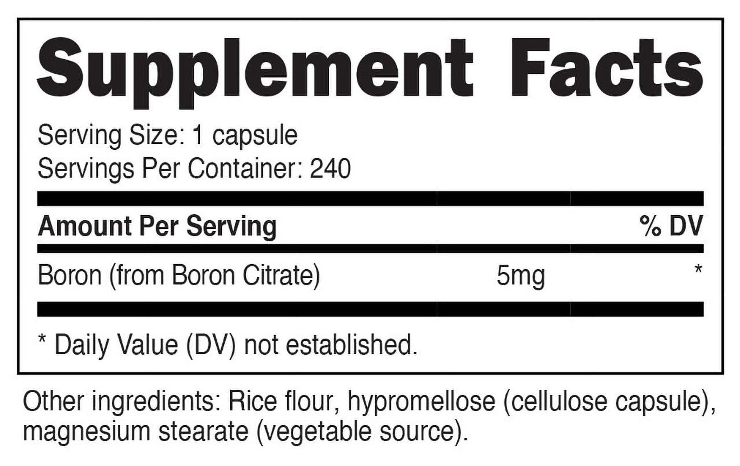 Boron Capsules 5Mg per Serving (240 Vegetarian Capsules)   Non Gmo Supplement