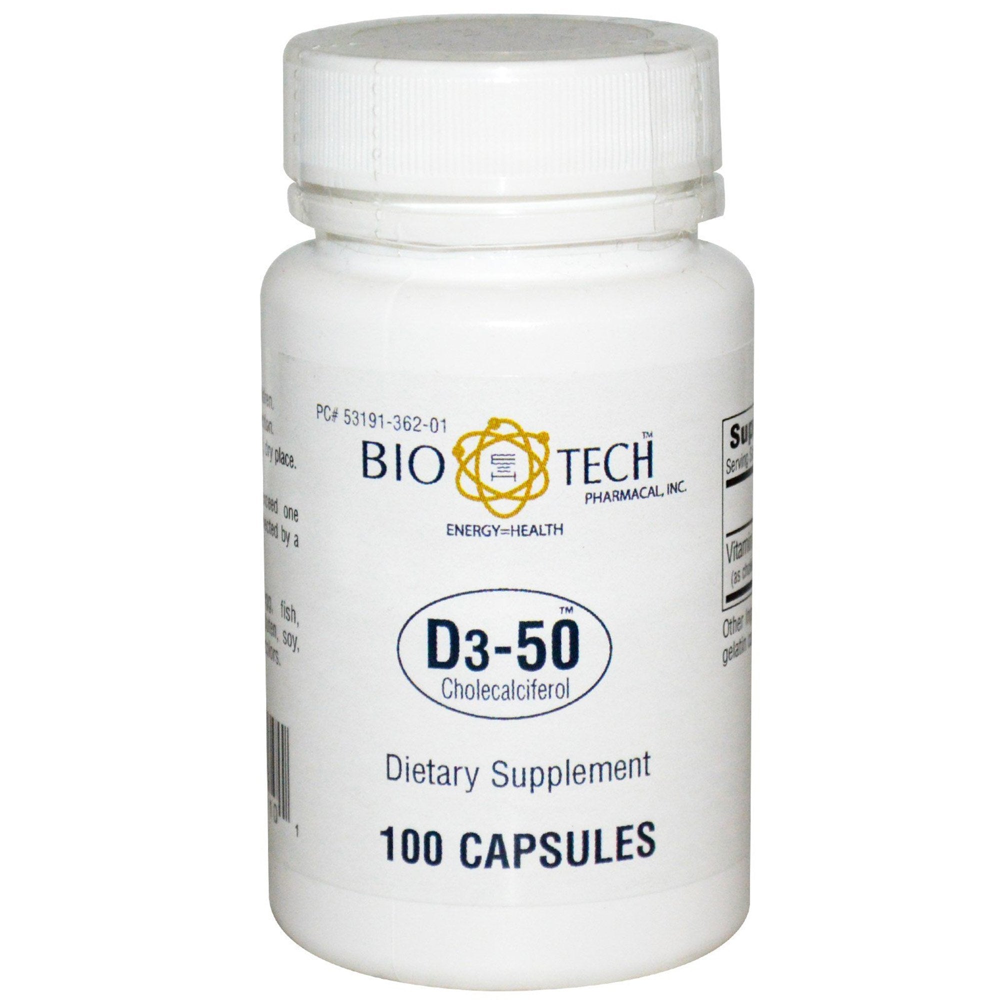 Vitamin Supplement Bio Tech™ Vitamin D3 5,0000 IU Strength Capsule 100 per Bottle