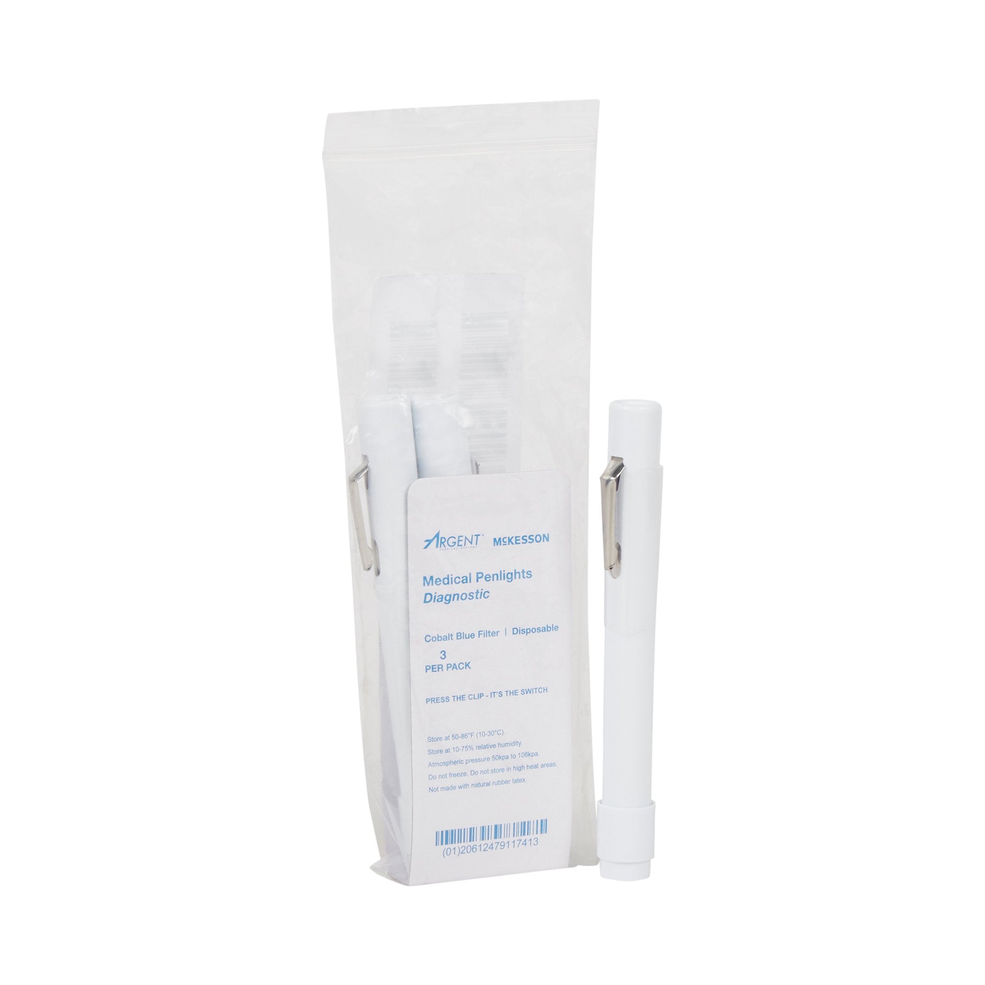 Penlight McKesson White Light with Cobalt Filters 4-1/2 Inch Disposable, Packaging Type - Packet