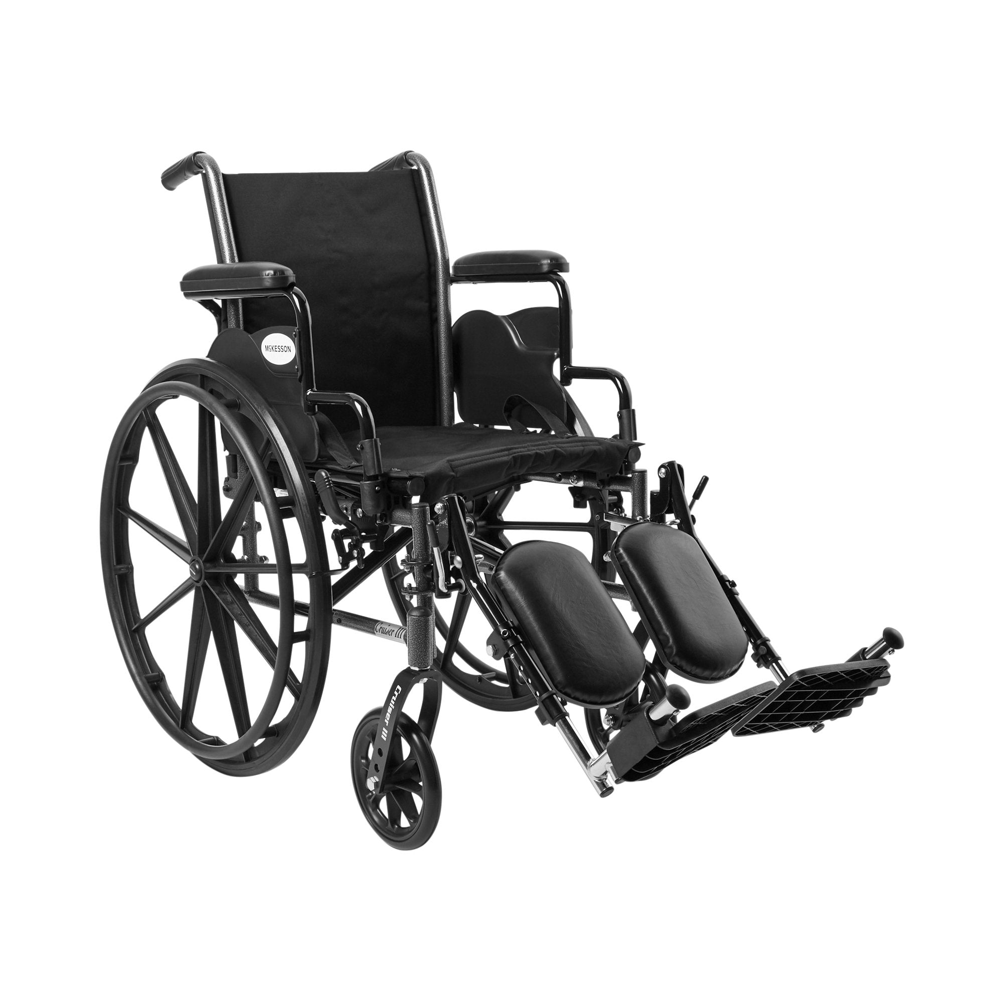 Lightweight Wheelchair McKesson Dual Axle Desk Length Arm Swing Away Elevating Legrest Black Upholstery 16 Inch Seat Width Adult 300 lbs. Weight Capacity
