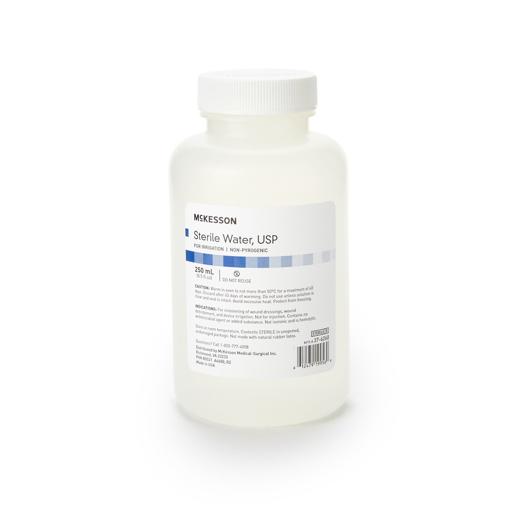 Irrigation Solution - OTC McKesson Sterile Water for Irrigation Not for Injection Bottle, Screw Top 250 mL, Packaging Type- Case