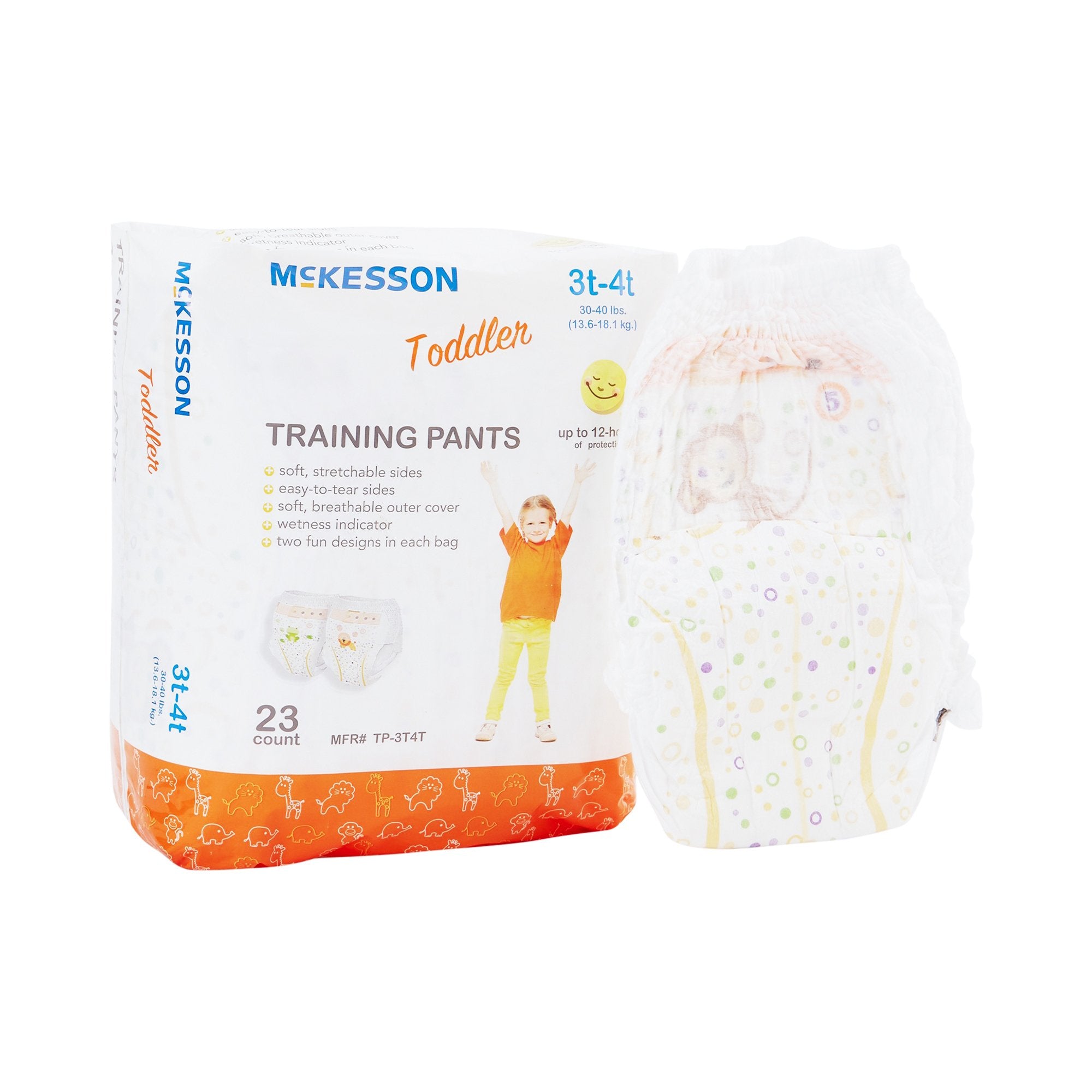 Unisex Toddler Training Pants McKesson Pull On with Tear Away Seams Size 3T to 4T Disposable Heavy Absorbency, Packaging Type- Case