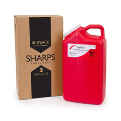 Mailback Sharps Container Sharps Recovery System Red Base 17 H X 6 W X 9 L Inch Vertical Entry 3 Gallon Case of 8